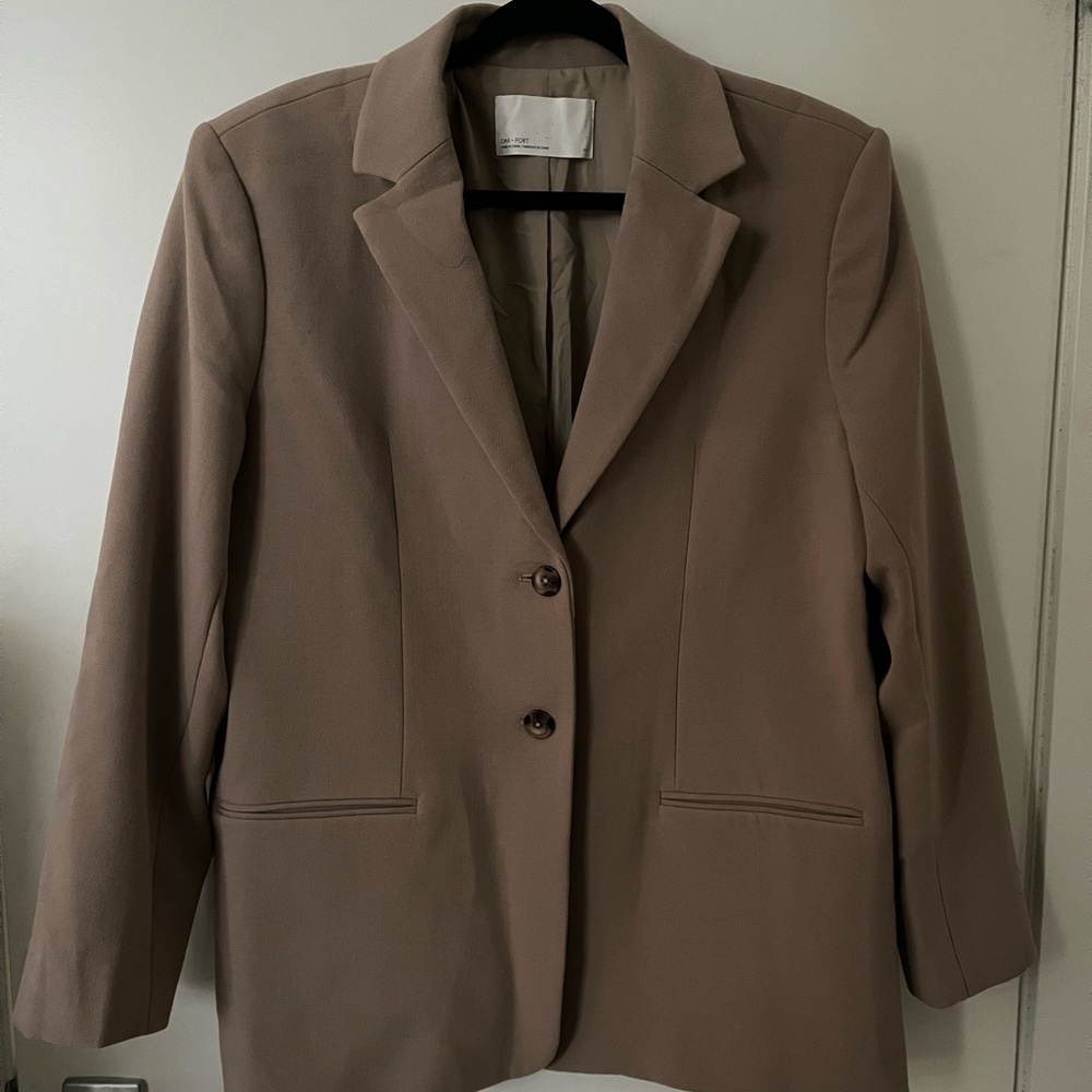 Oak + Fort Khaki Beige Oversized Blazer